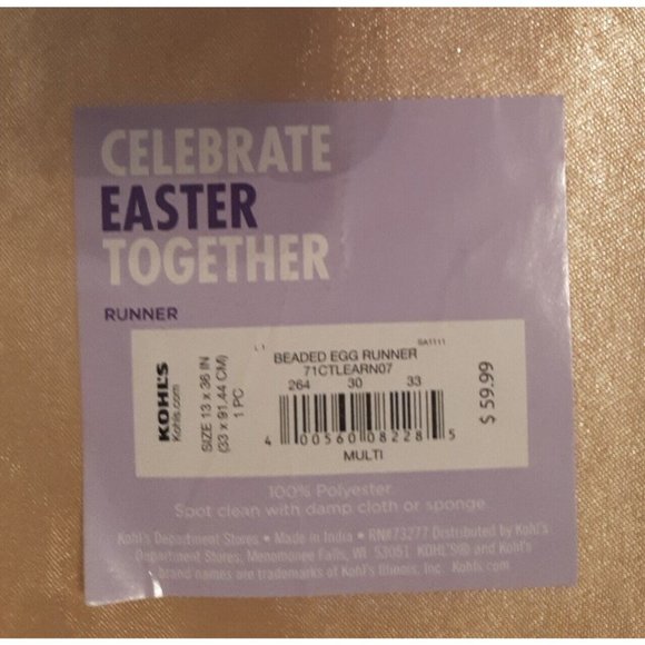 Jewelled Easter Egg Table Runner Beaded Floral - Picture 10 of 13